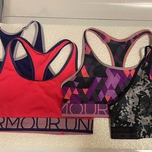 4 Under Armour UA Sports Bras Youth Large YLG